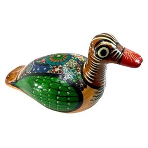 Hand‎ Painted Ceramic Duck Figurine Folk Art Southwestern Home Decor Accent